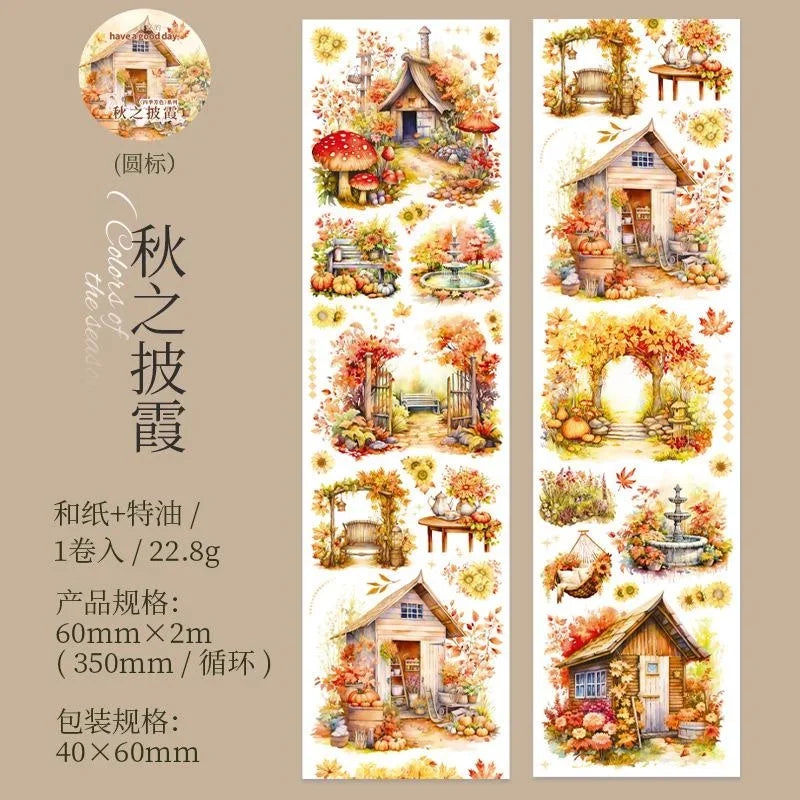 1 Roll Four Seasons Scenery Tape Beautiful  Cartoon House