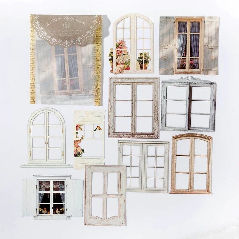 10 Pcs Retro Hollow Flower Window