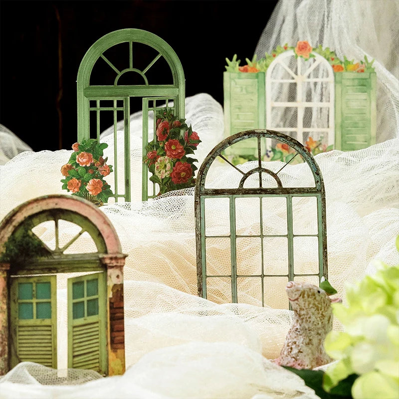 10 Pcs Retro Hollow Flower Window