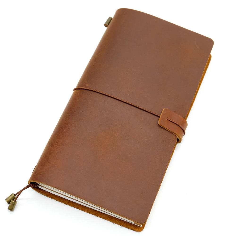 100% Handmade Genuine Leather Traveler's Notebook Travel Diary Journal Vintage Cowhide Gift Planner Free Lettering Embosse
