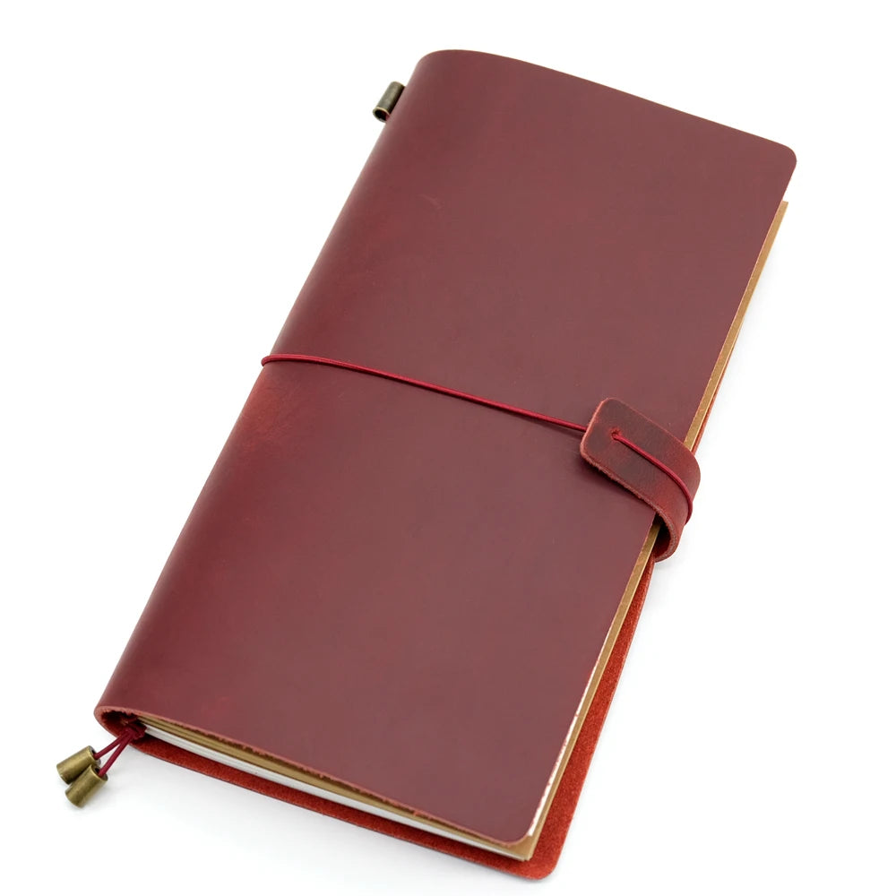 100% Handmade Genuine Leather Traveler's Notebook Travel Diary Journal Vintage Cowhide Gift Planner Free Lettering Embosse