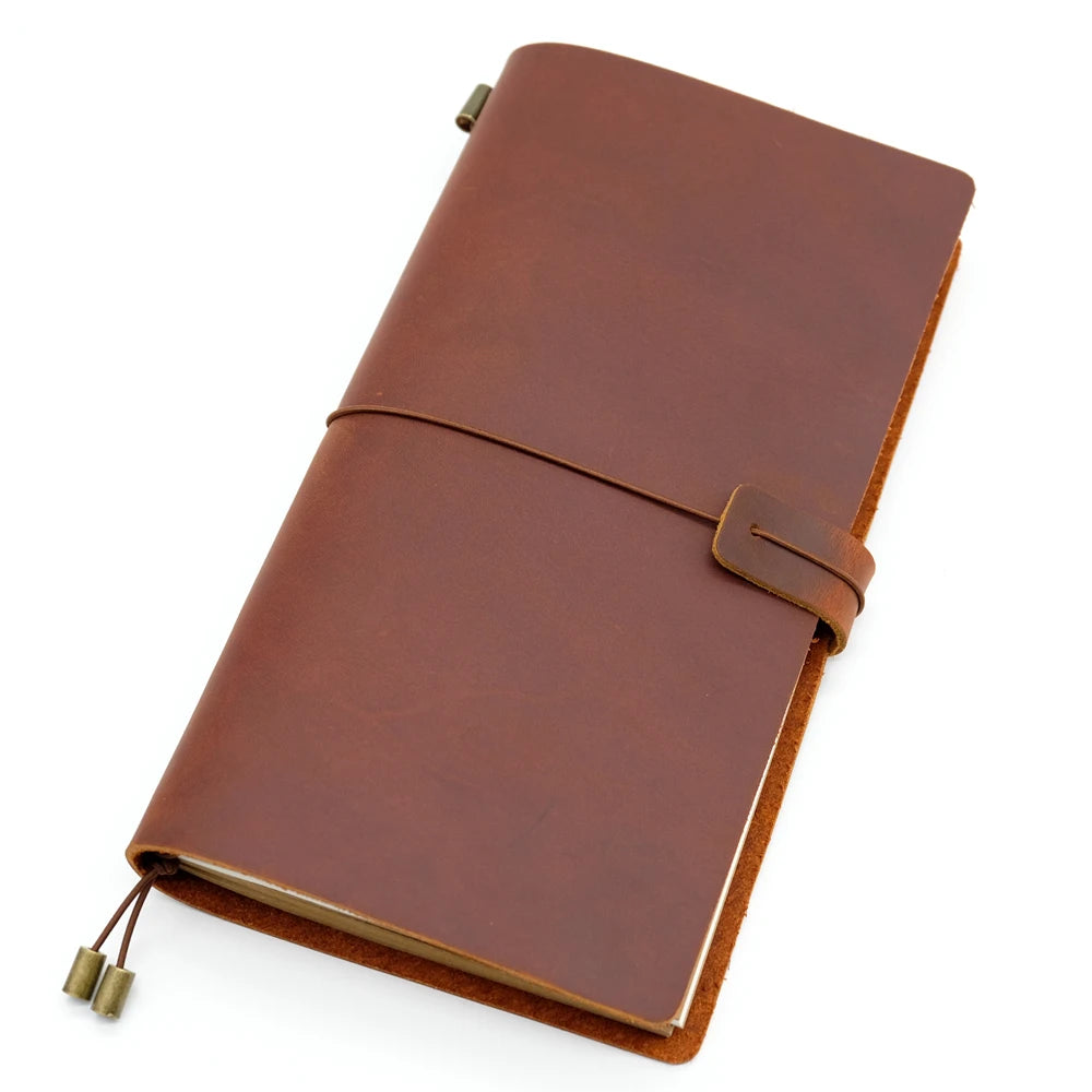 100% Handmade Genuine Leather Traveler's Notebook Travel Diary Journal Vintage Cowhide Gift Planner Free Lettering Embosse