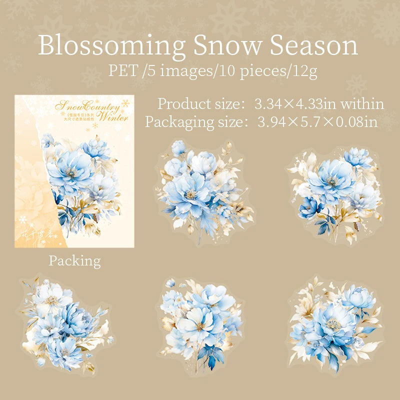 10pcs/pack Winter snow scenery PET Stickers DIY Scrapbooking Decor Photo Album Creative Stationery Collage Materials Stickers