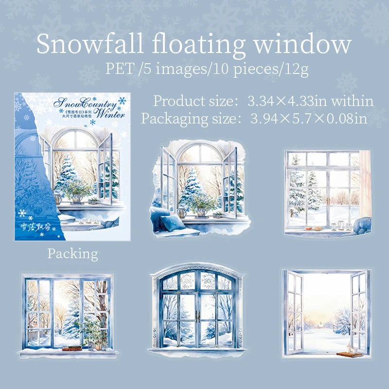 10pcs/pack Winter snow scenery PET Stickers DIY Scrapbooking Decor Photo Album Creative Stationery Collage Materials Stickers