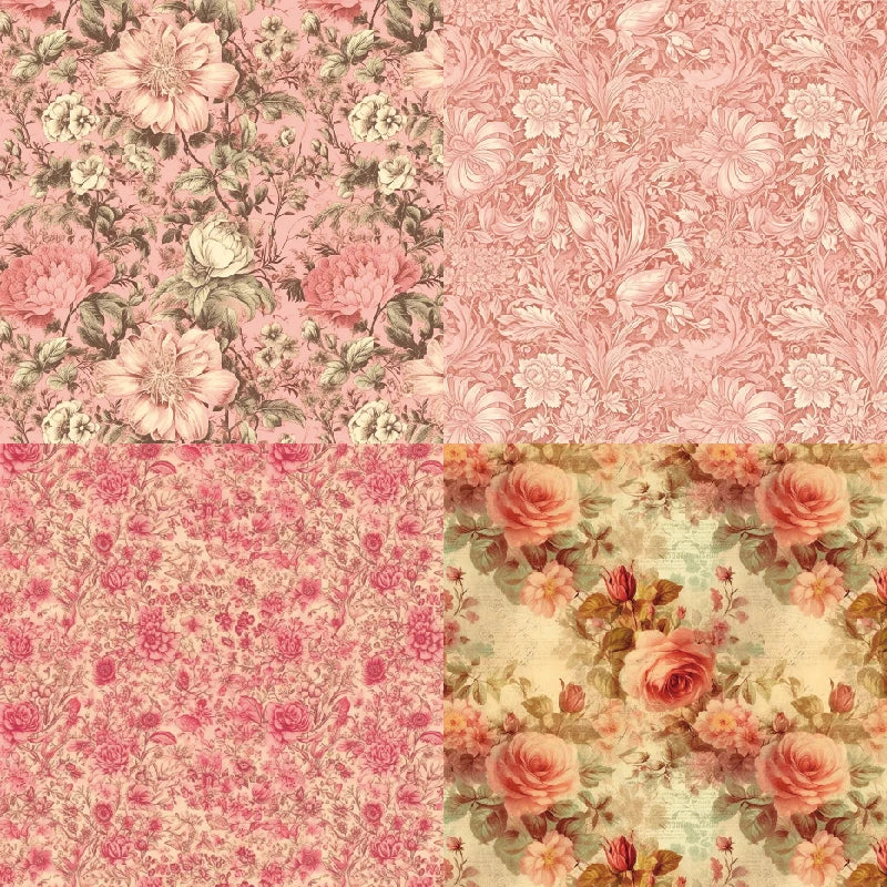 12 / sheets 6"X6" Pink Style Floral Scrapbook paper Scrapbooking patterned paper pack DIY craft Background paper