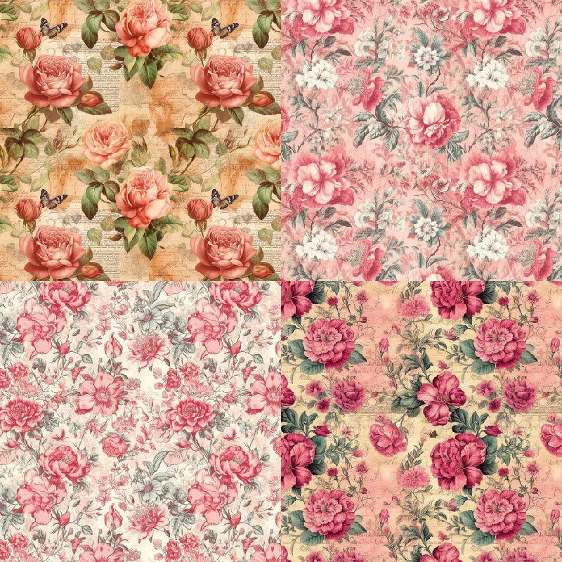 12 / sheets 6"X6" Pink Style Floral Scrapbook paper Scrapbooking patterned paper pack DIY craft Background paper