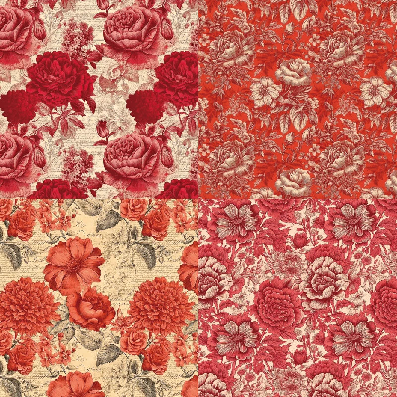 12 /  sheets 6"X6" Red Style Floral Scrapbook paper Scrapbooking patterned paper pack DIY craft Background paper