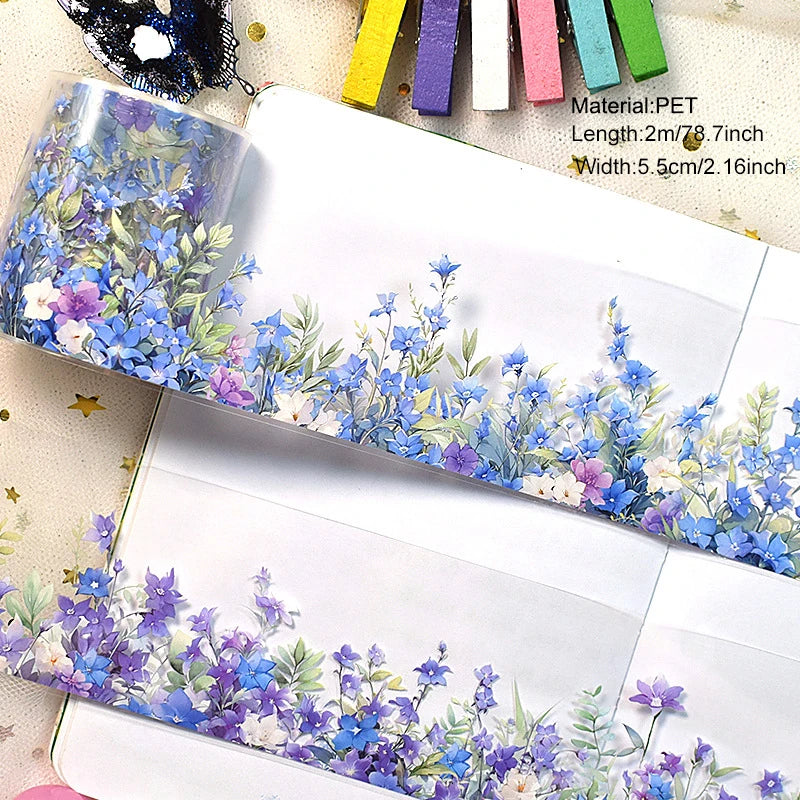 2M Flower PET Roll Stickers for Scrapbooking Girls PET Tape DIY Diary Decoration Washi Tape Scrapbooking Journaling Supplies