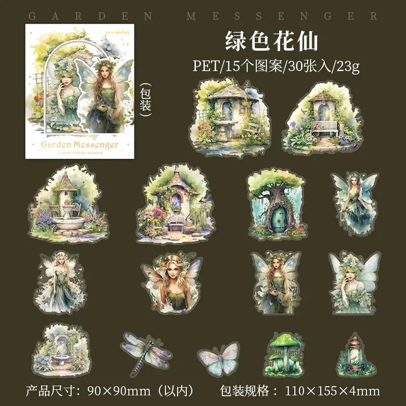 30 pcs/pack Fairy goddess Sticker Adhesive DIY Creativity Decorative Junk Journal Sticker for handmade Scrapbooking Material