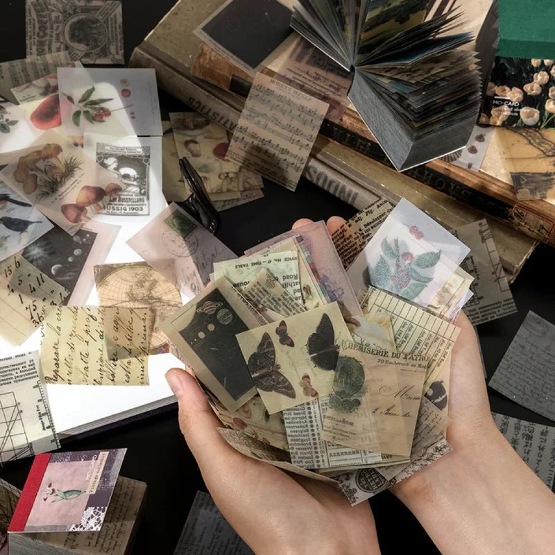 366pcs Scrapbook Paper Craft Vintage Scrapbooking Paper Art Junk Journal Supplies Deco Sticker Natural Collection Material Paper