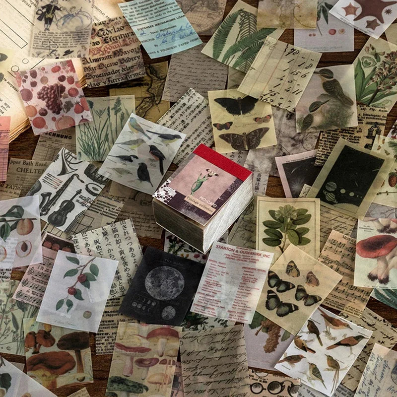 366pcs Scrapbook Paper Craft Vintage Scrapbooking Paper Art Junk Journal Supplies Deco Sticker Natural Collection Material Paper