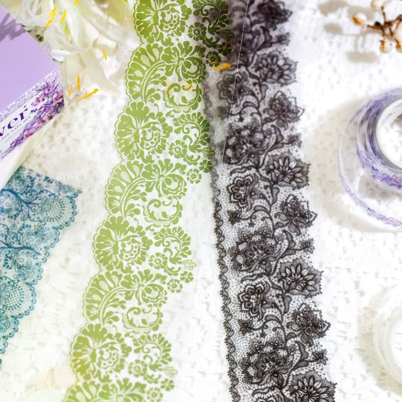 3pcs 2m Retro Lace texture Tapes set DIY Scrapbooking Collage Stationery Decor Junk Journal School Supplies Aesthetics Stickers