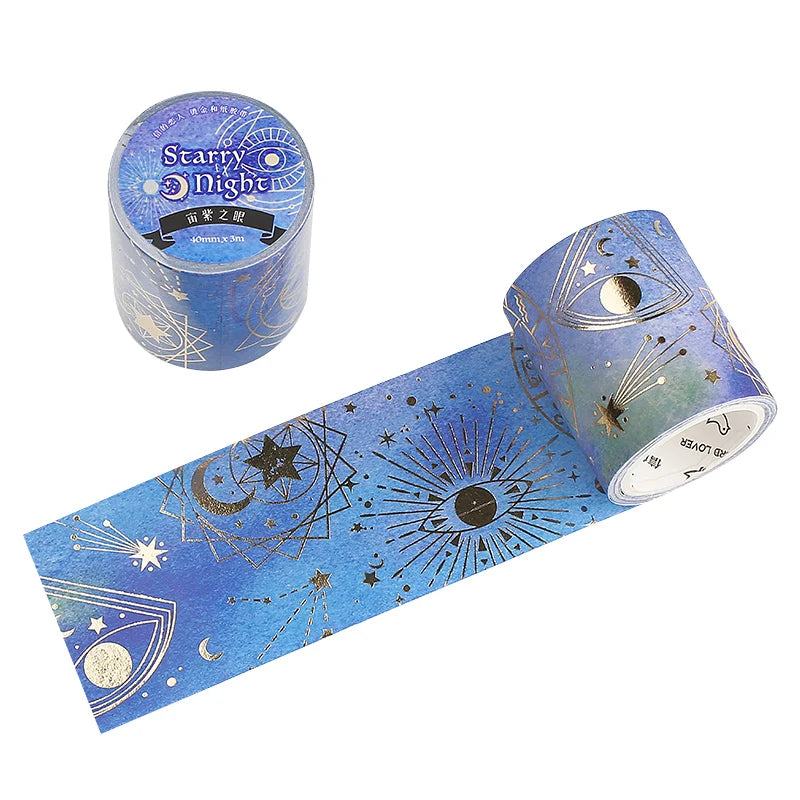 4CM*3M Shine stars Laser Masking Washi Tape Cute Decorative Adhesive Tape Diy Scrapbooking Material Sticker Label