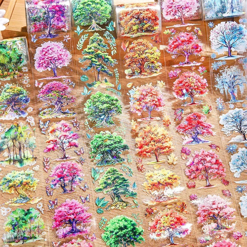 50mm*2m 1roll PET The tree tape Sticker INS Decorative collage Diary Album Scrapbooking material DIY Journal notebook