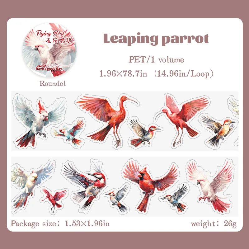 6 styles 50mm*2m Flying Bird series Stickers Bird theme collage Decorative Diary Album Scrapbooking Junk Journal Supplies