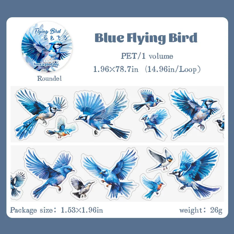 6 styles 50mm*2m Flying Bird series Stickers Bird theme collage Decorative Diary Album Scrapbooking Junk Journal Supplies