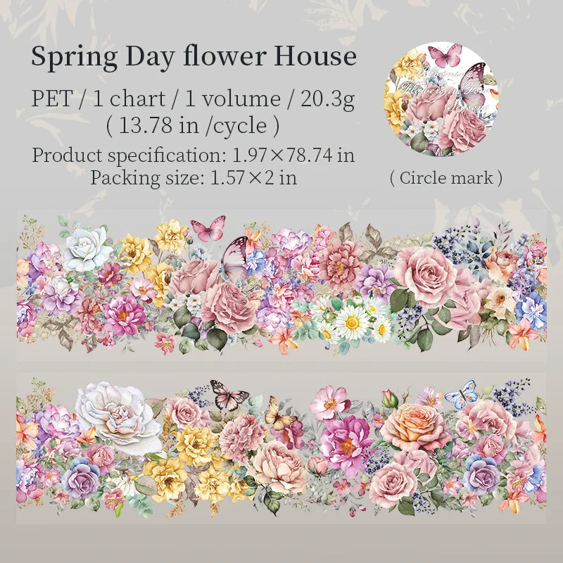 50mm*2m PET Plant Flowers tape Sticker Decorative collage Adhesive Diy Scrapbooking hand made Masking tape