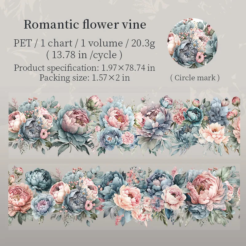 50mm*2m PET Plant Flowers tape Sticker Decorative collage Adhesive Diy Scrapbooking hand made Masking tape