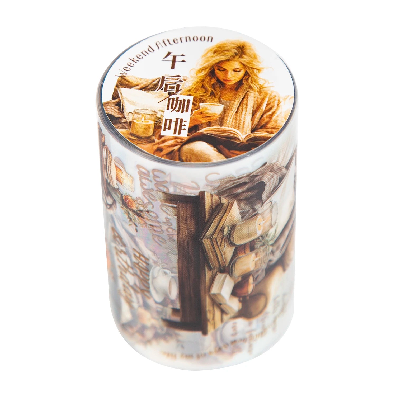 60mm*200cm Reading Time Series Vintage Character Landscaping Material PET Tape Creative DIY Journal Collage Stationery