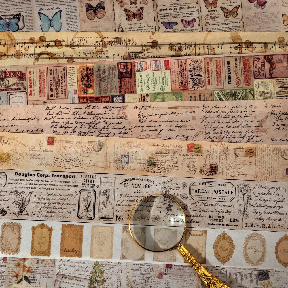 30mm/40mm/50mm*2m Vintage Washi Tapes 35cm Cycle DIY Scrapbooking Decor Junk Journal Collage Stationery Craft Tapes