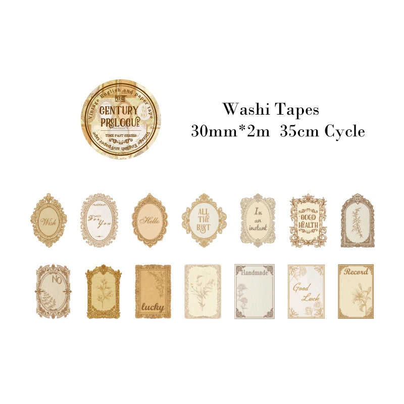 30mm/40mm/50mm*2m Vintage Washi Tapes 35cm Cycle DIY Scrapbooking Decor Junk Journal Collage Stationery Craft Tapes
