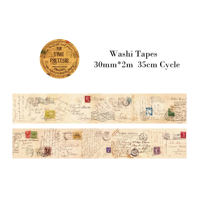 30mm/40mm/50mm*2m Vintage Washi Tapes 35cm Cycle DIY Scrapbooking Decor Junk Journal Collage Stationery Craft Tapes