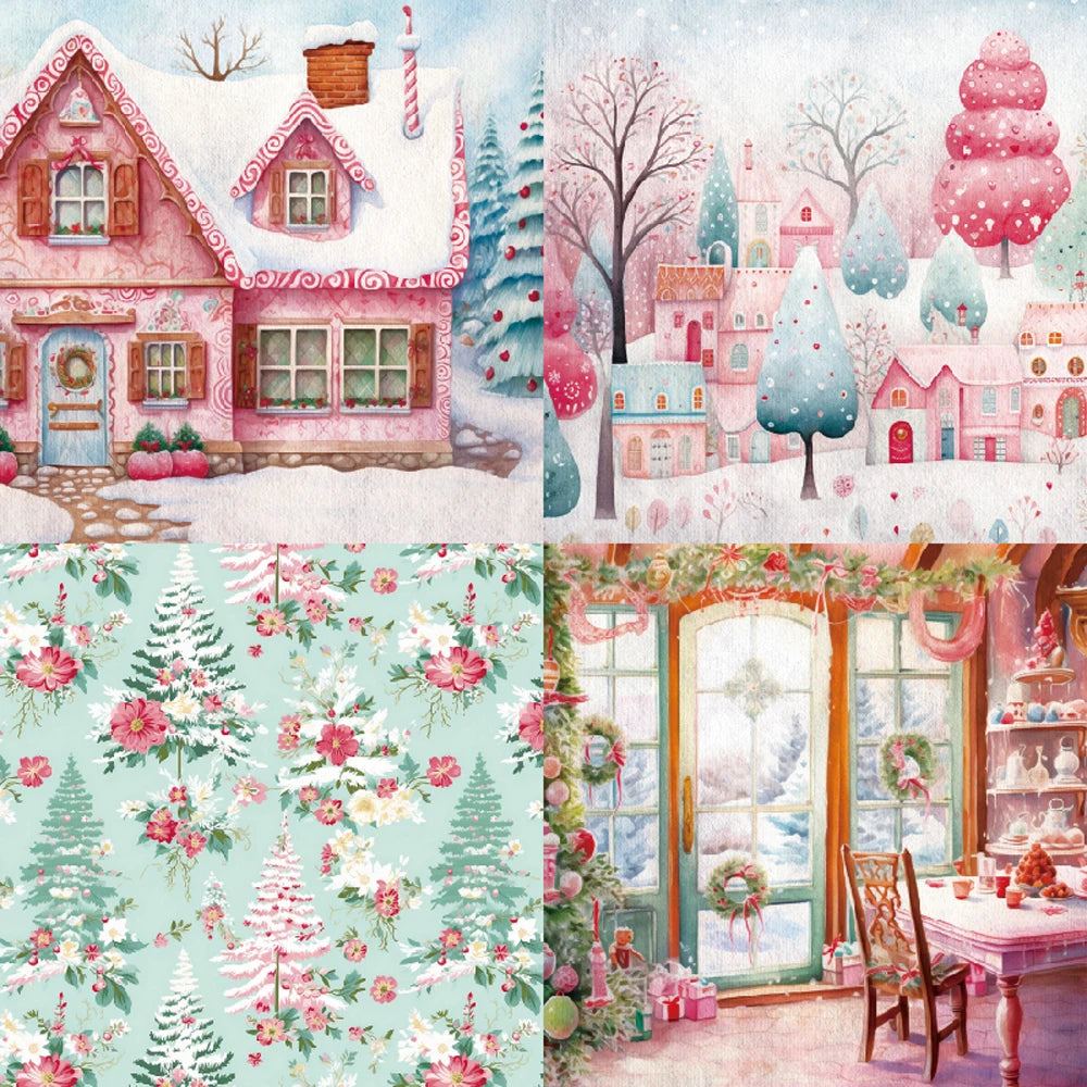 24 sheets 6"X6" Christmas House Paper Scrapbook paper Scrapbooking patterned paper pack DIY craft Background paper