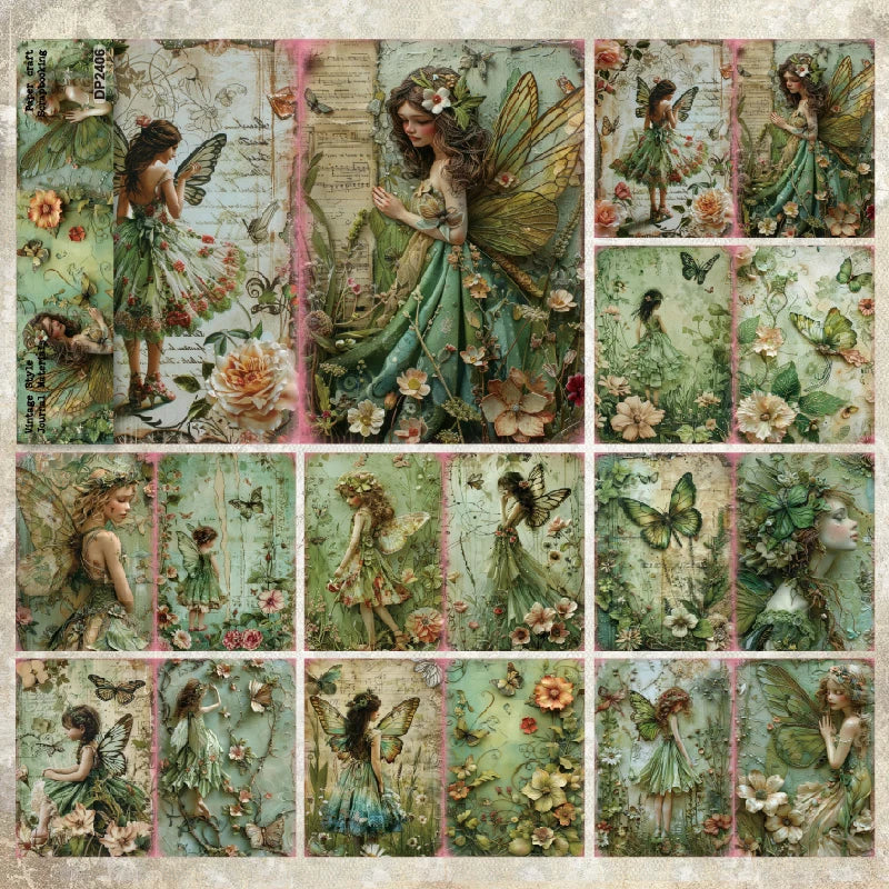 8sheets A5 Size Fairy Scrapbooking patterned paper Fancy Card Pack Light weight Craft Paper Card 2406