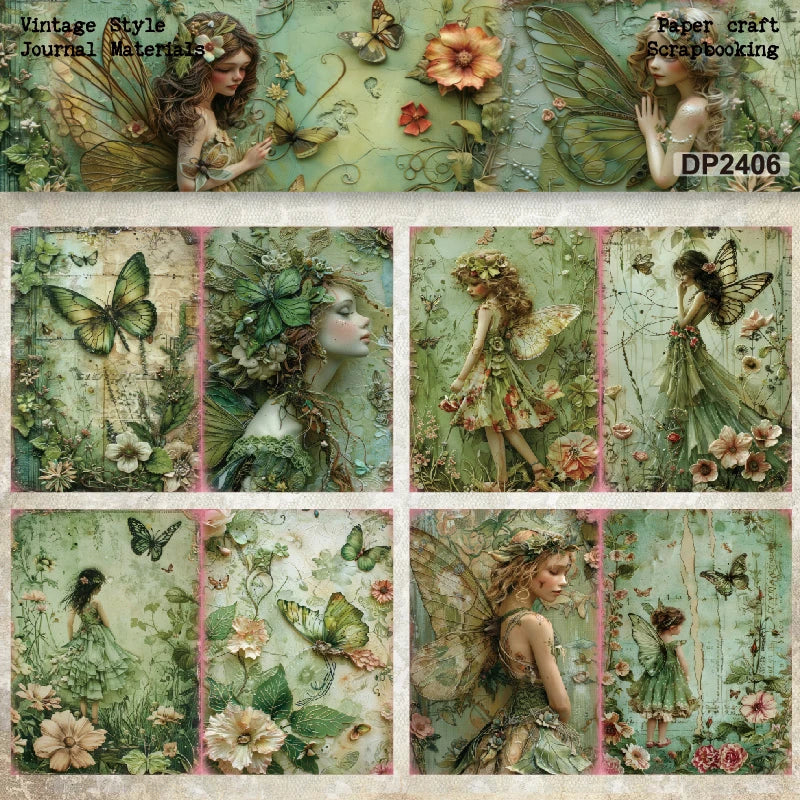 8sheets A5 Size Fairy Scrapbooking patterned paper Fancy Card Pack Light weight Craft Paper Card 2406