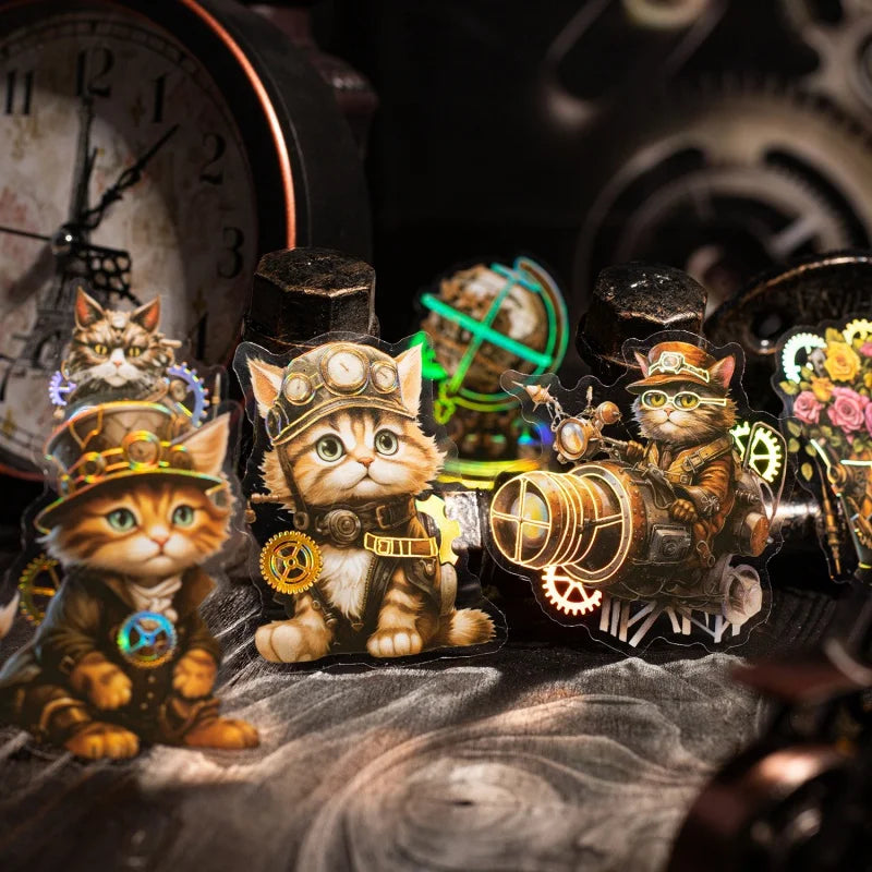 20pcs/Pack Vintage Punk Stickers Adventure Cat Journal Decoration Scrapbooking Steam Town Series