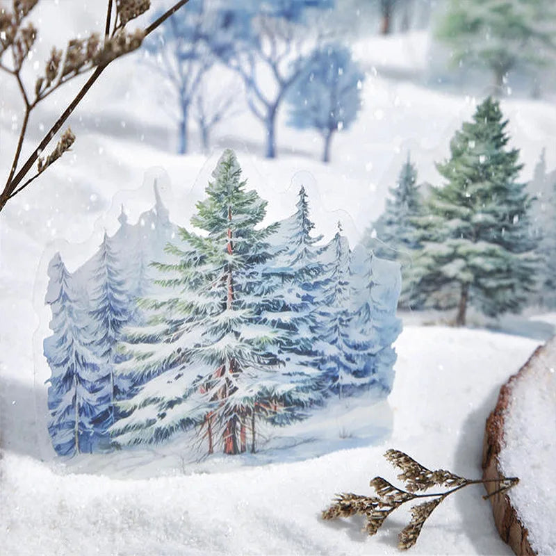 20pcs/pack, PET Theme Stickers for Winter Tree Landscaping, Decorative Collage, Scrapbook, Diary,phone Case,water Cup