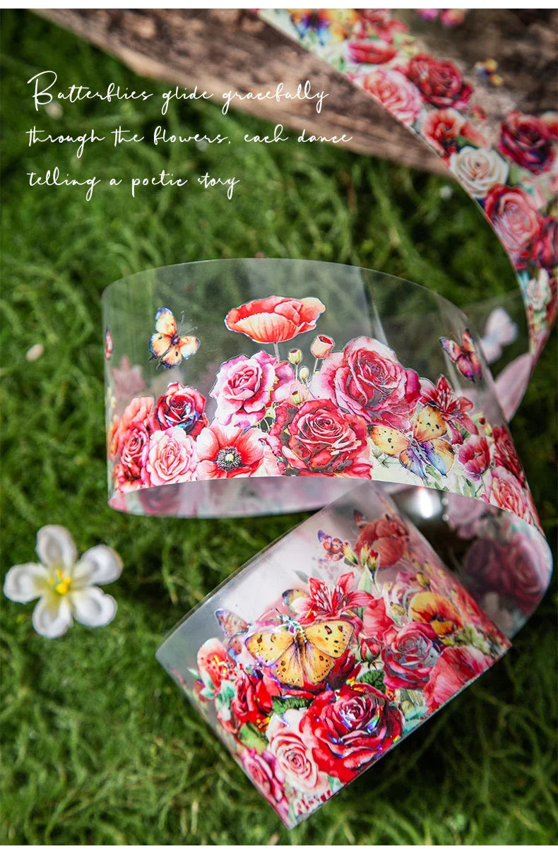 50mm*200cm Gathering Among Flowers Series Vintage Shell Light Material PET Tape Creative DIY Journal Collage Stationery