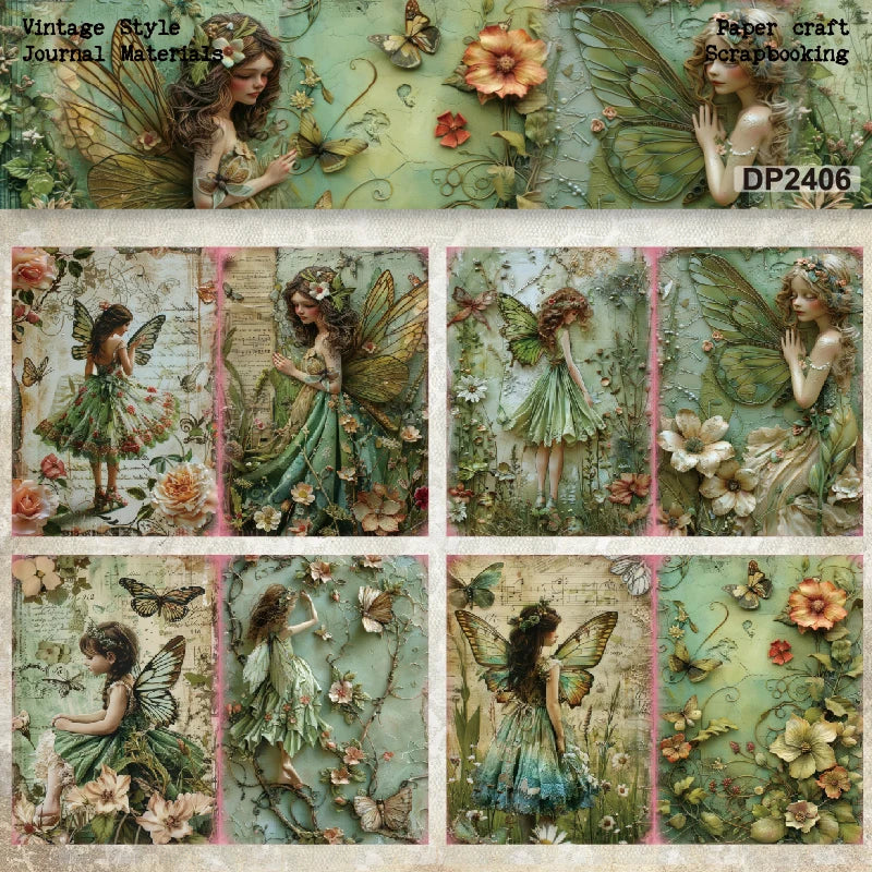 8sheets A5 Size Fairy Scrapbooking patterned paper Fancy Card Pack Light weight Craft Paper Card 2406