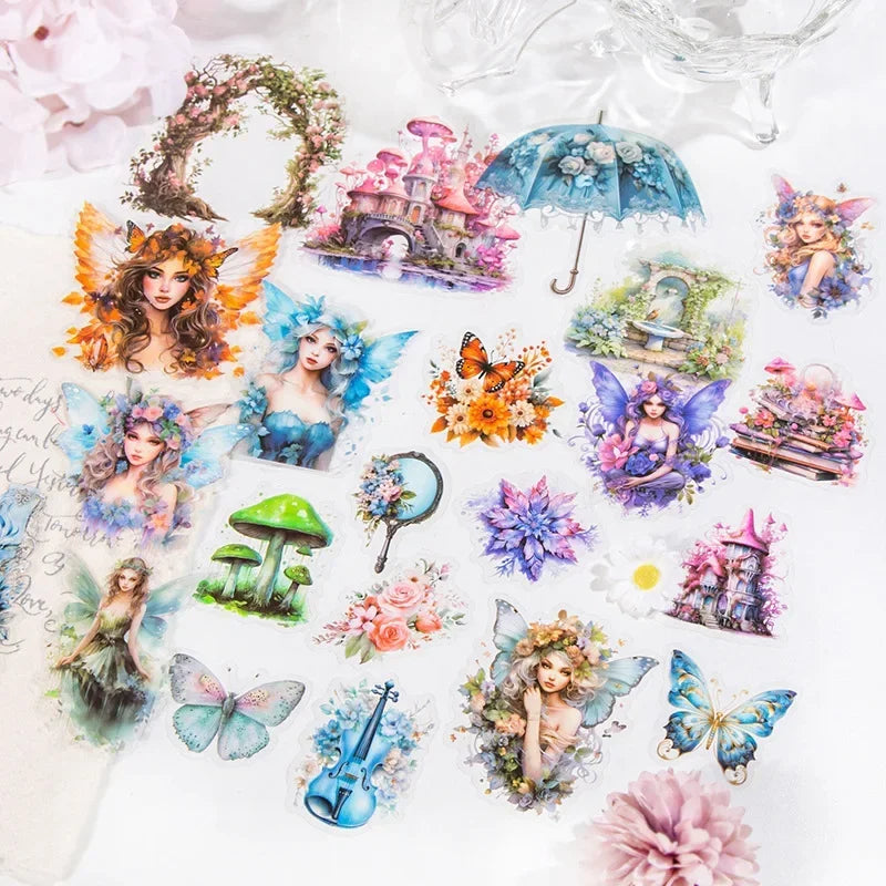 30 pcs/pack Fairy goddess Sticker Adhesive DIY Creativity Decorative Junk Journal Sticker for handmade Scrapbooking Material