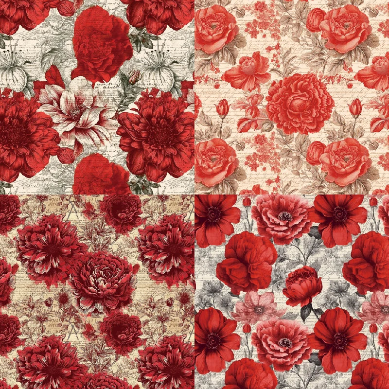 12 /  sheets 6"X6" Red Style Floral Scrapbook paper Scrapbooking patterned paper pack DIY craft Background paper