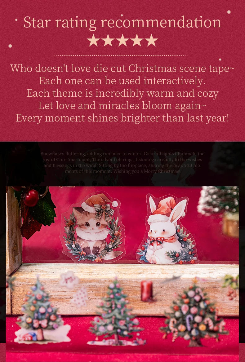 50mm*2m Transparent PET Christmas Tapes DIY Scrapbooking Decor Photo Album Collage Journalling Materials Stickers