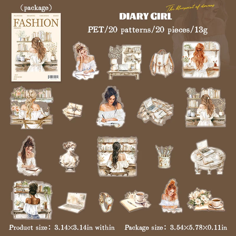 20pcs/lot Fashion Character Sticker Scrapbooking DIY Journal Material Decoration Collage Aesthetic Art Lady Stickers